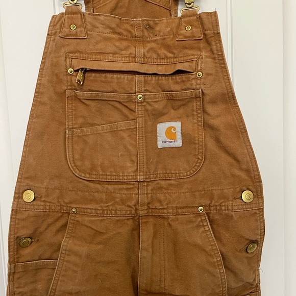 Carhartt Relaxed Fit Bib Overalls 28x30 STAINED SEE PICTURES - Picture 2 of 14